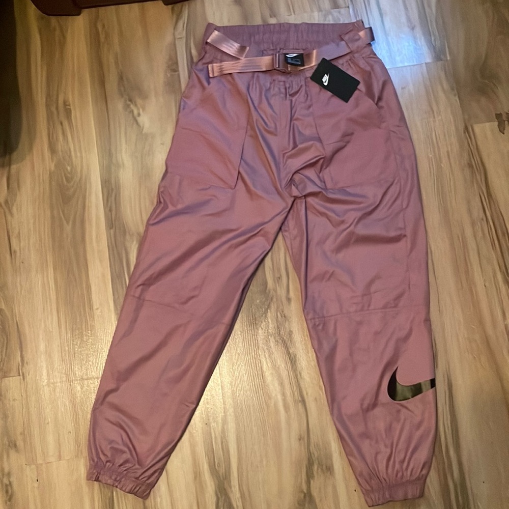 Purple NIKE pants w black swoosh
